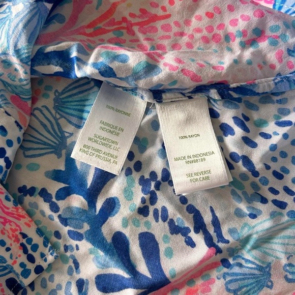 Lilly Pulitzer Natalie Cover-Up Shirtdress blue pink shell sway with me xxs - Picture 6 of 7